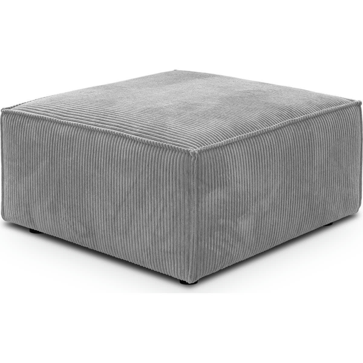 LIVIA - Pouf en velours côtelé gris clair