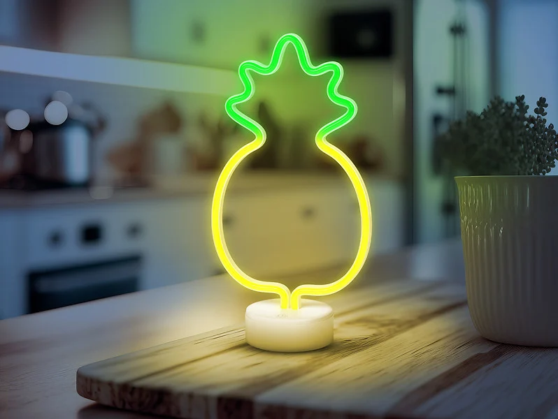 Lampa stołowa neonowa Ananas LED mix żółto-zielony