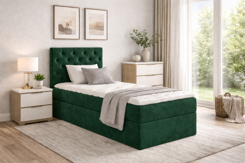 Łóżko kontynentalne Sara Box 90x200 bez nóg riviera 38