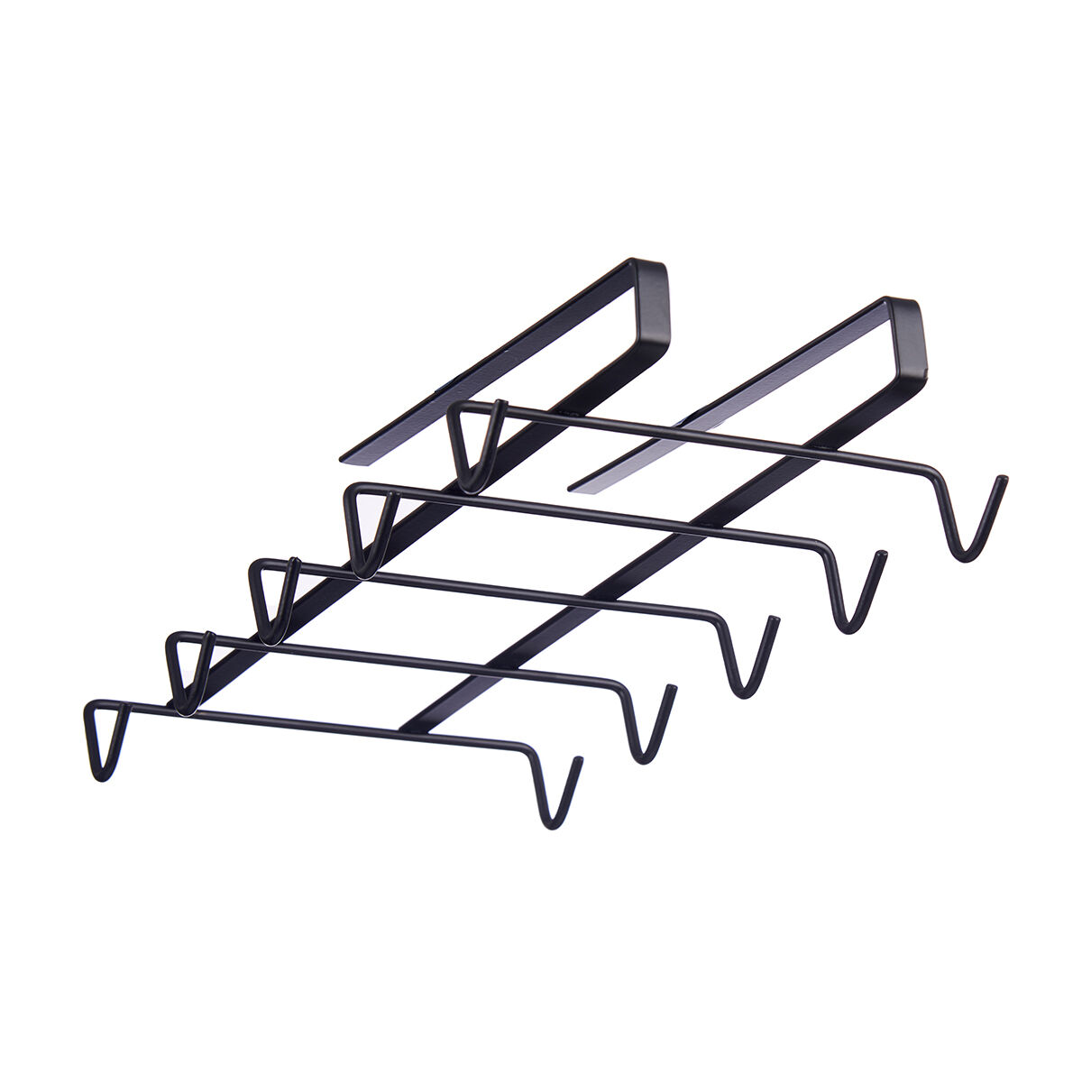 Suporte preto em metal para canecas