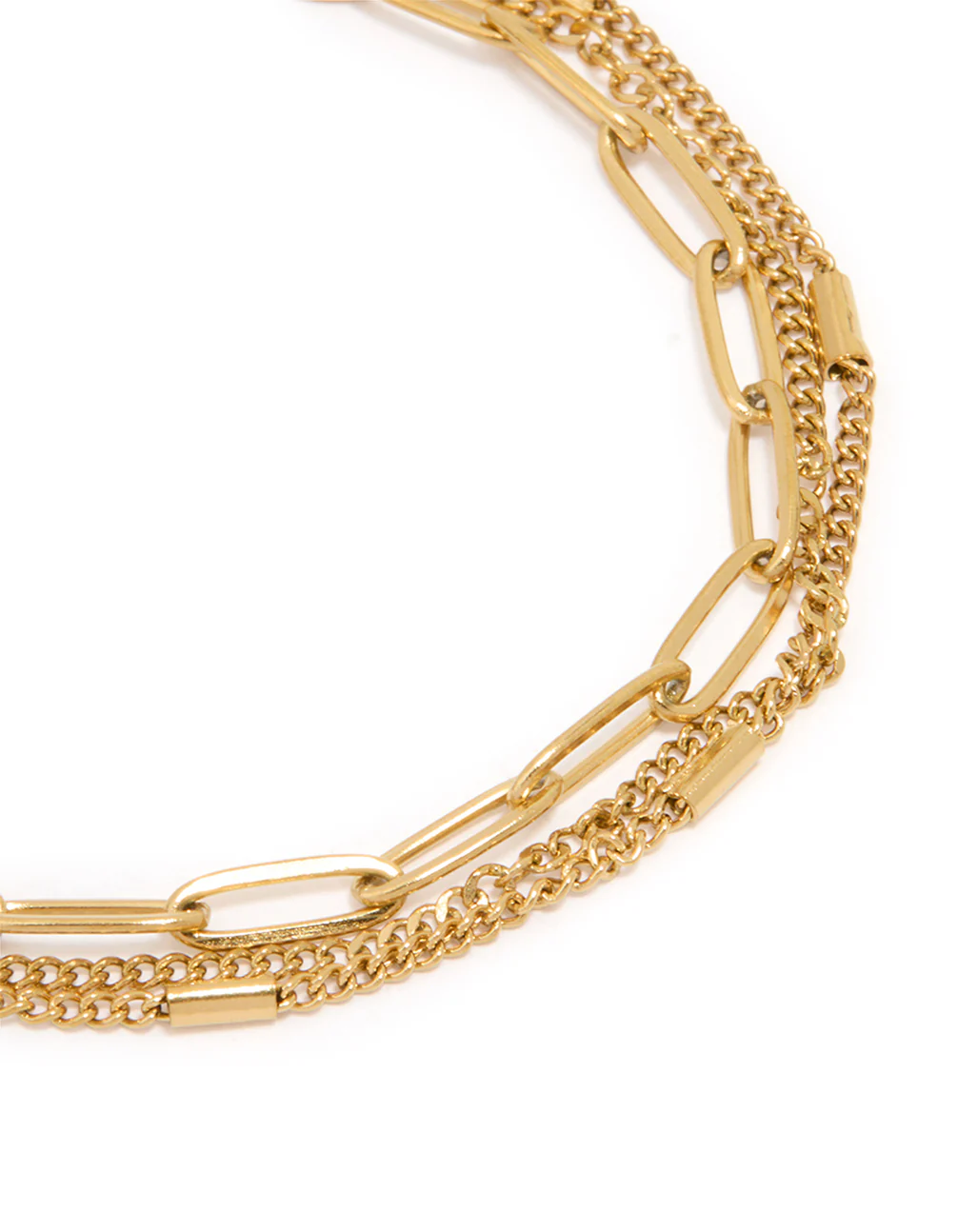 Waterproof Gold Plated Stainless Steel Layered Chain Bracelet