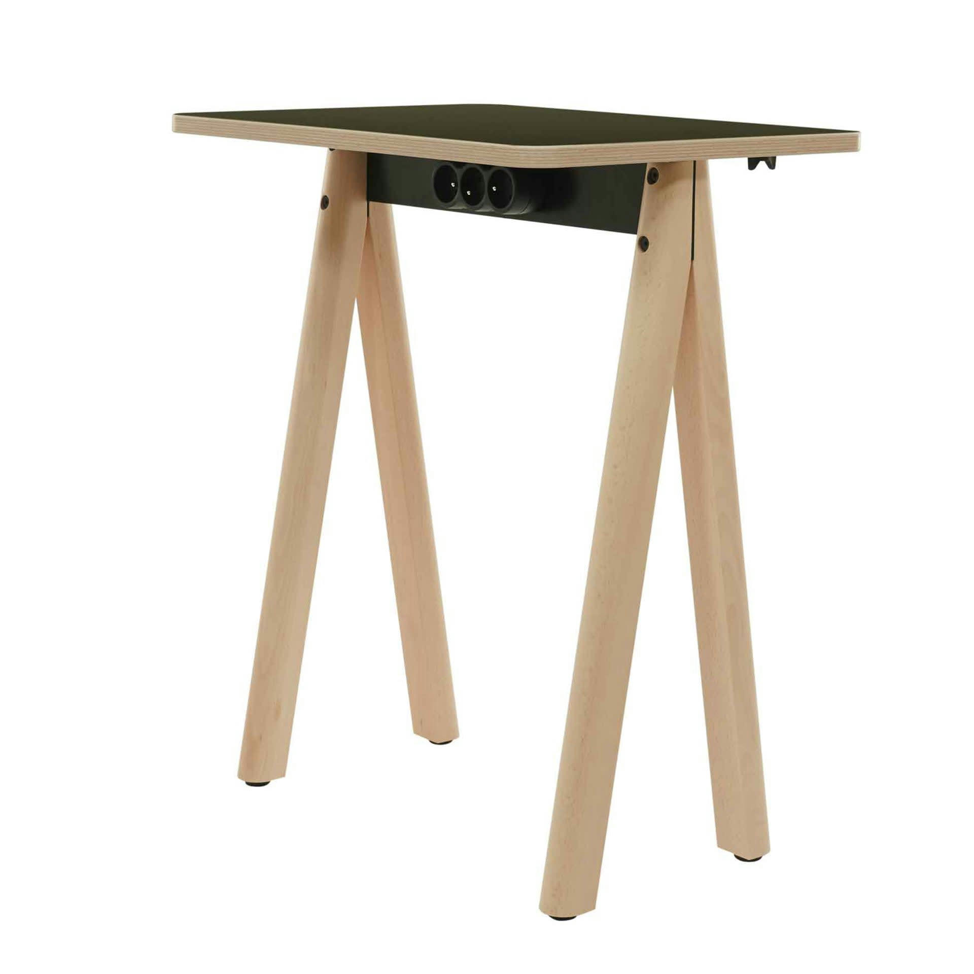 - Micro-bureau 60cm - Pieds hêtre clair et plateau noir