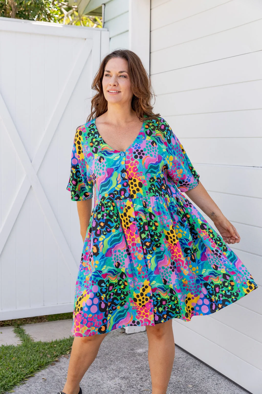 Disco Dress in Electric Leopard by Kasey Rainbow