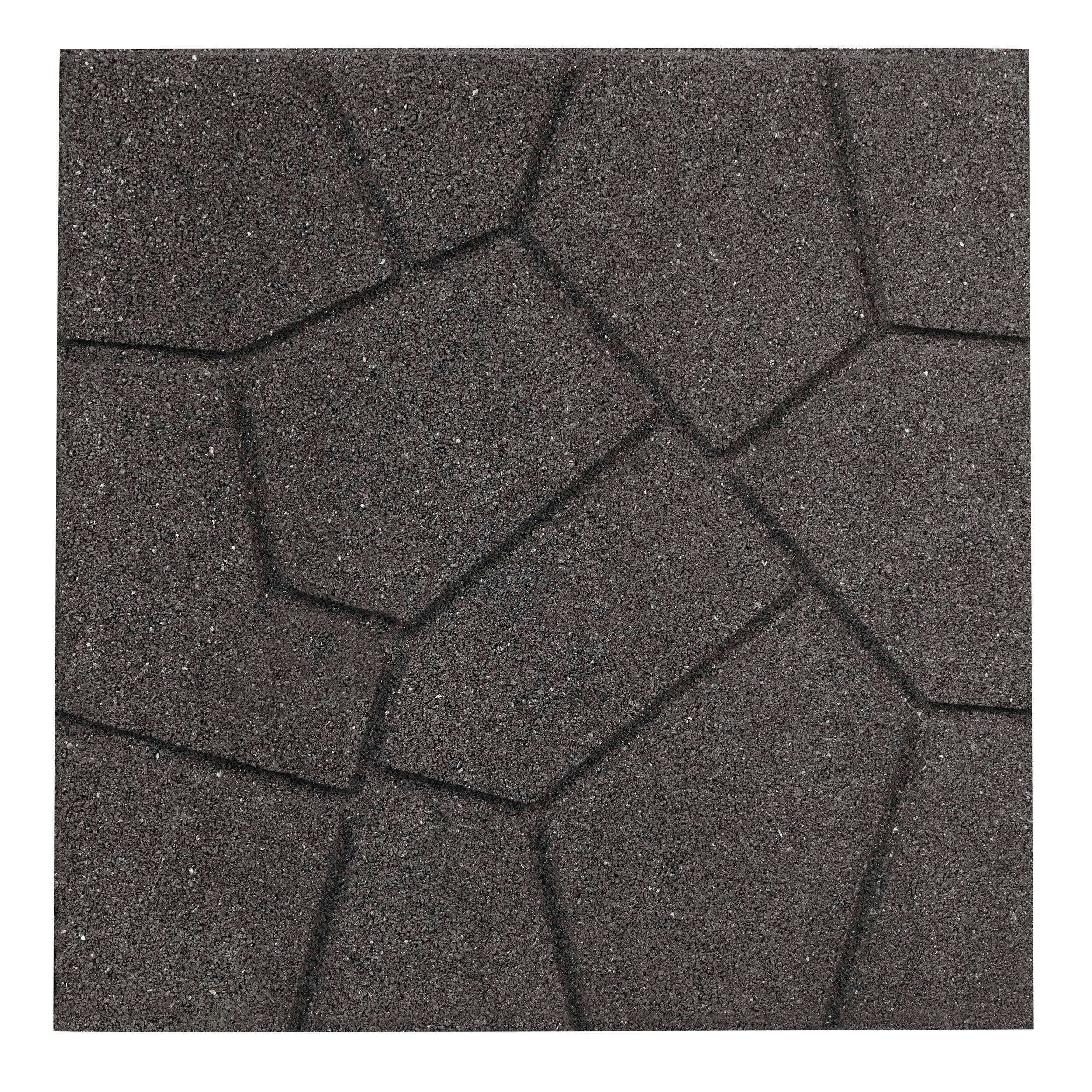 Rubberific Rubber Dual-Sided Grey Stepping Stone with Brick Stone Pattern, 16 x 16 x 0.75-in