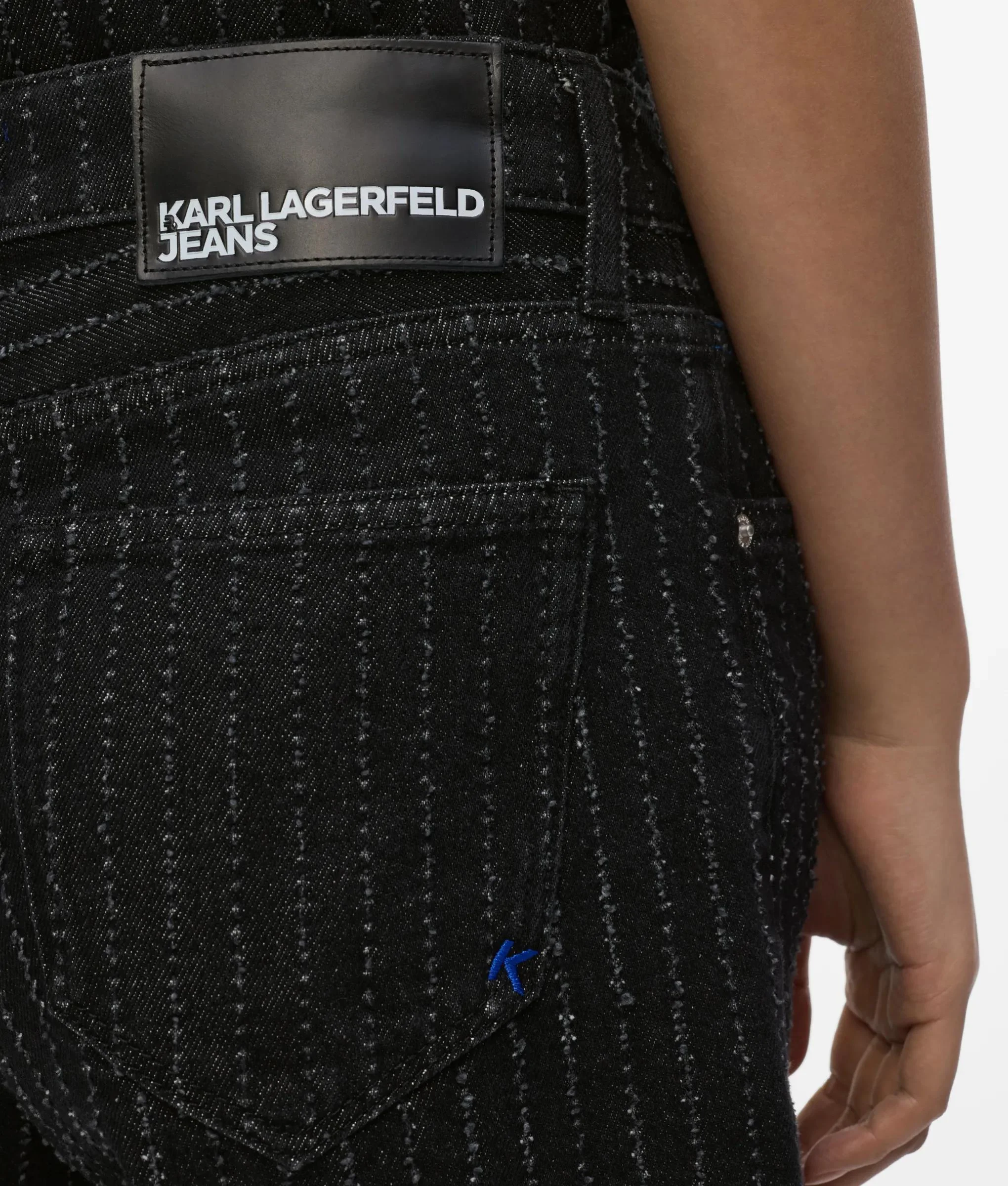 Short bermuda à rayures fines en denim