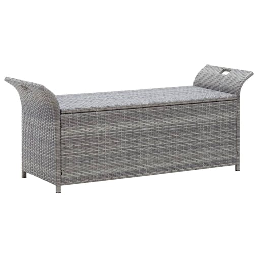 NNEVL Storage Bench with Cushion Grey 138 cm Poly Rattan
