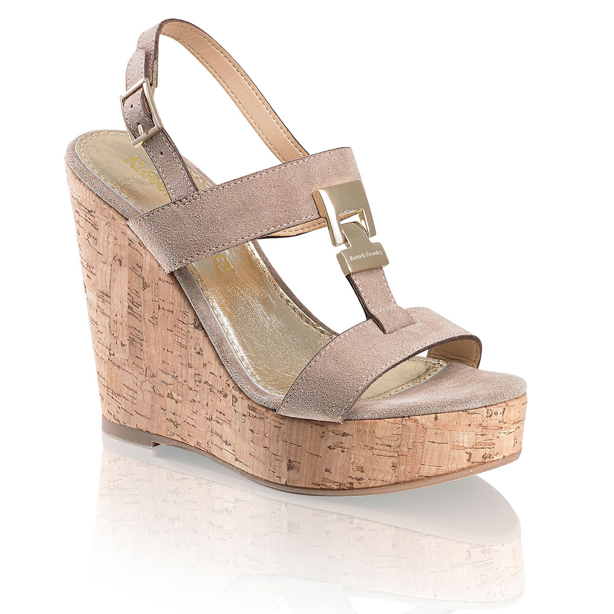 Russell & Bromley TREAT Gold Trim Wedge