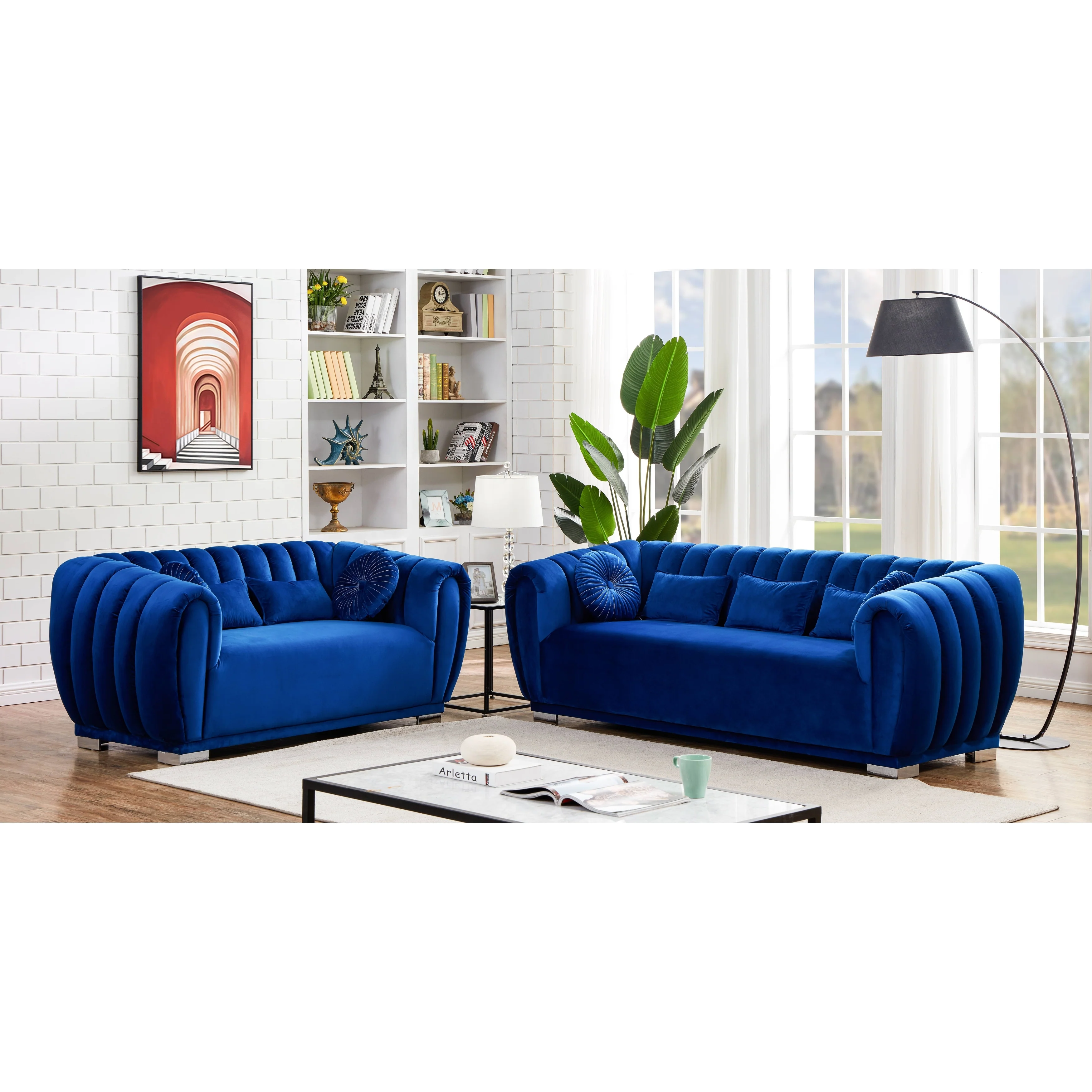 Kayley Luxury Velvet sofa love seat Standard Living Room Set