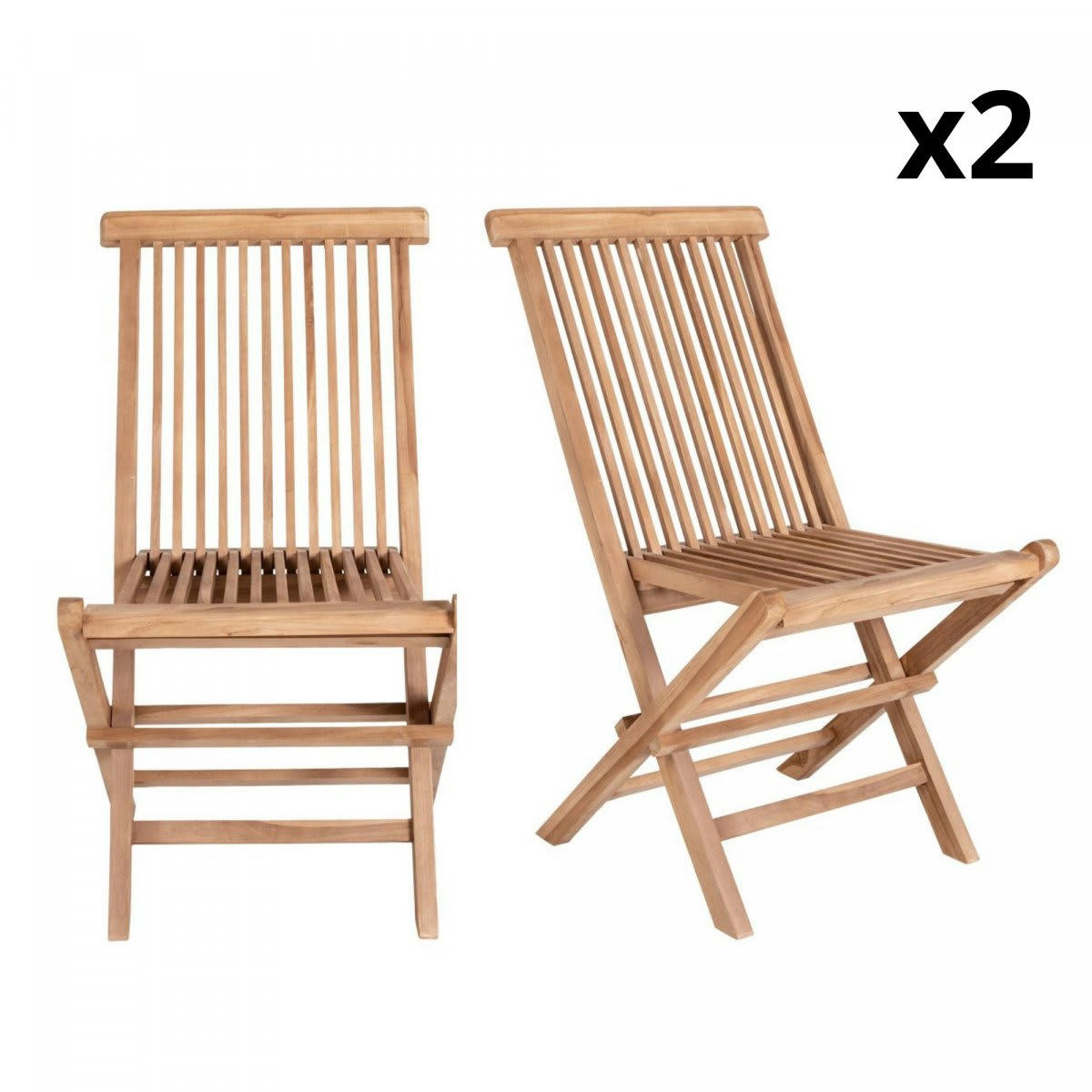TORETO - Lot de 2 chaises de jardin en bois pliante