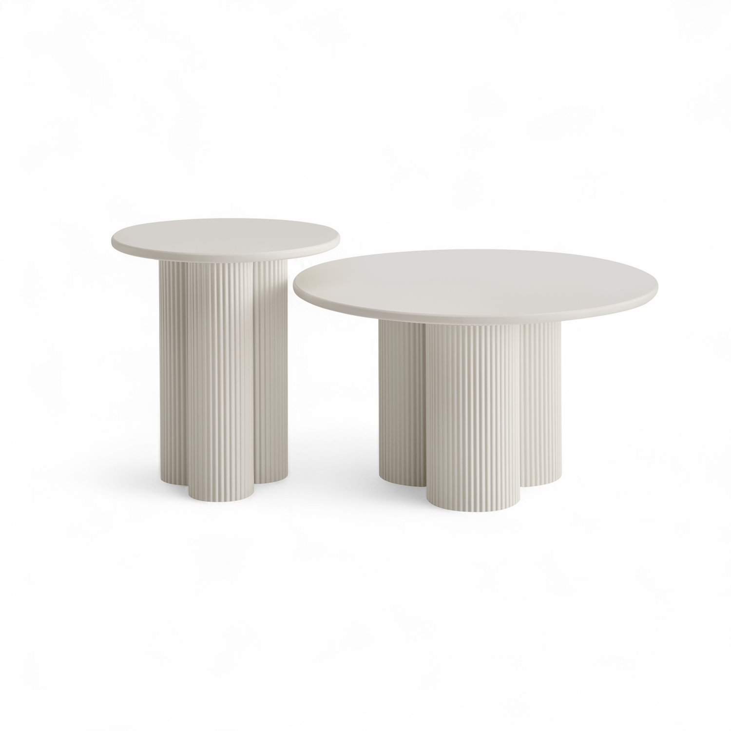 Furnhouse salontafel set Flow - Crème wit - Ø 50/80 cm