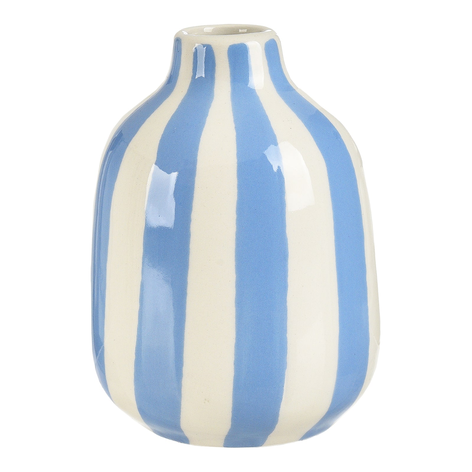 Mini-Vase Streifen Blau, ⌀ 7.5 cm, H 100 mm