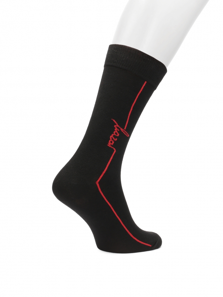 Black socks with contrasting stripe and logo