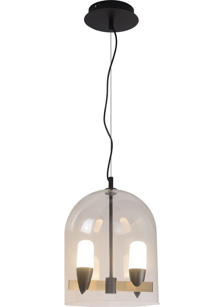 Lampa wisząca SAKAI czarna-jasne drewno-brązowa LED 2x54W 810lm Candellux