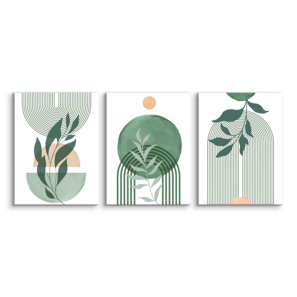 3x Obraz Set Akwarelowe Liście Tropikalne W Stylu Boho 30x40cm