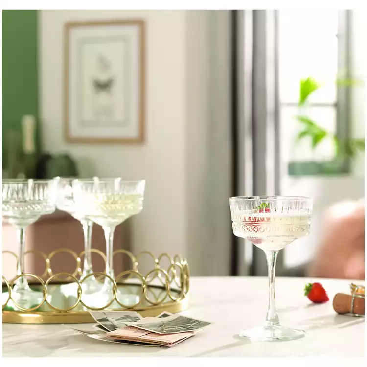 Habitat Pressed Set of 4 Champagne Coupe Glasses