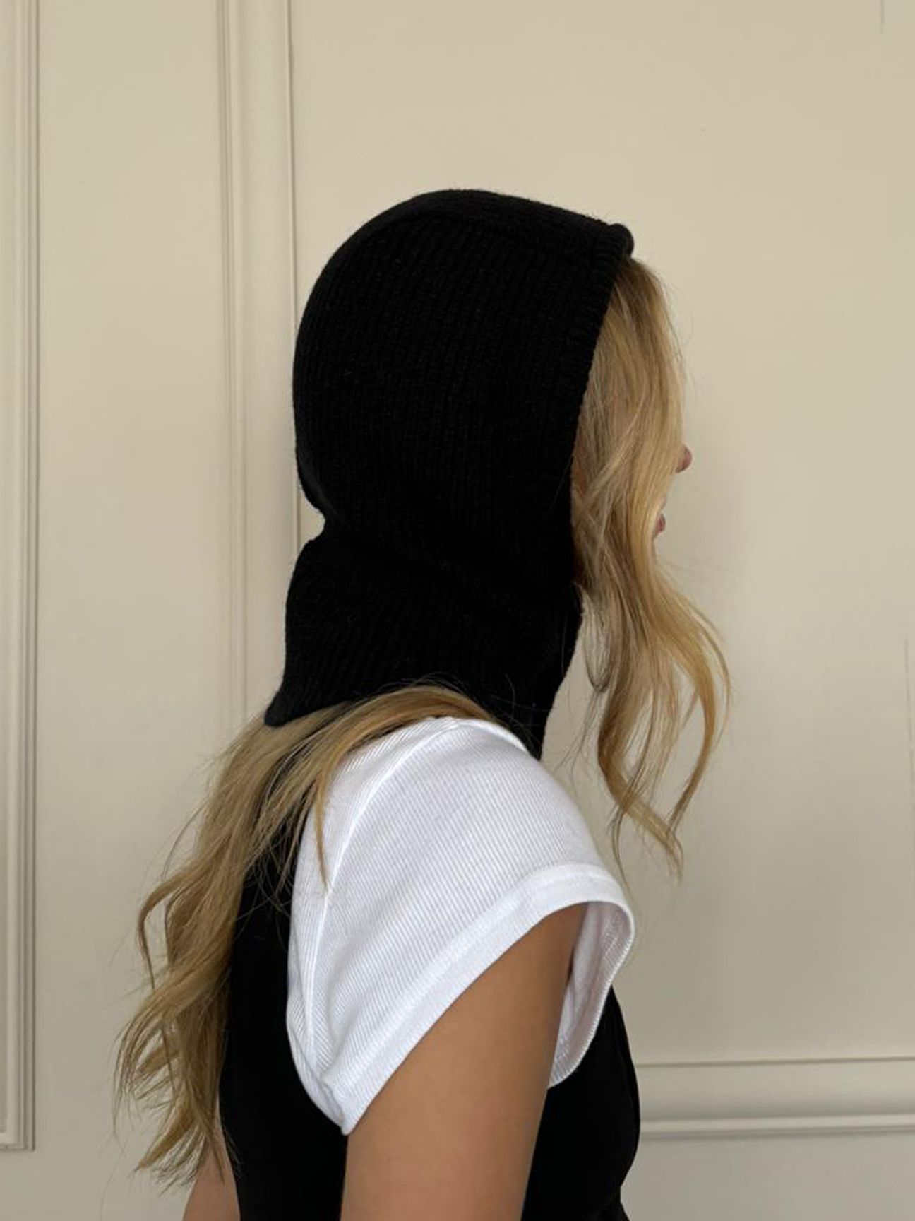 SVNX Knitted Black Balaclava with Snap Fastening