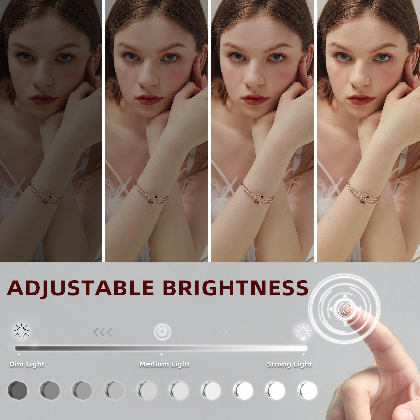 VANITII GLOBAL Hollywood Vanity Make Up Mirror with Lights 15 LED Standing Mirror Wall 58x46cm