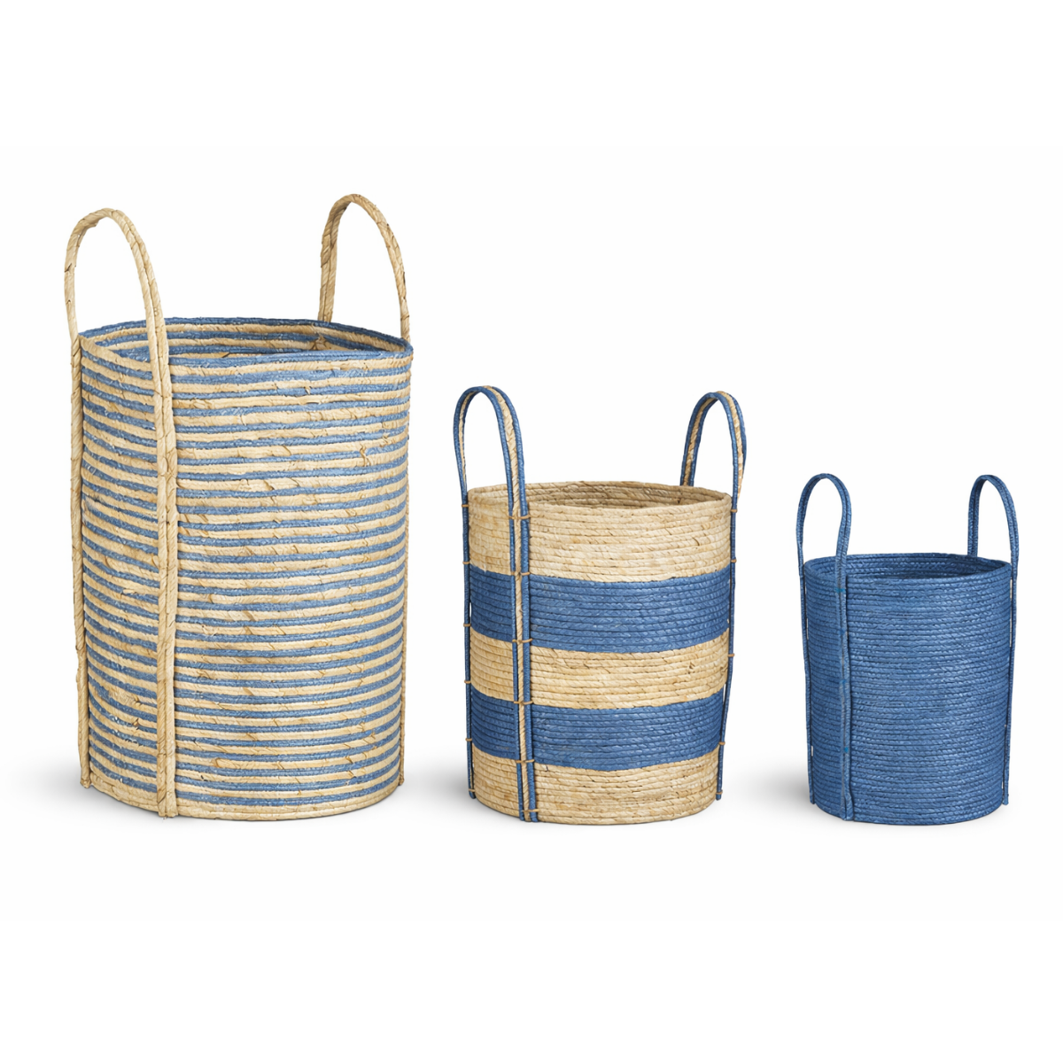 Mica Decorations Brooklyn Opbergmand - Gevlochten Mand Set van 3 - Plantenmand Binnen - Opbergmanden 42x35cm - Woondecoratie - Papier, Maïsblad -