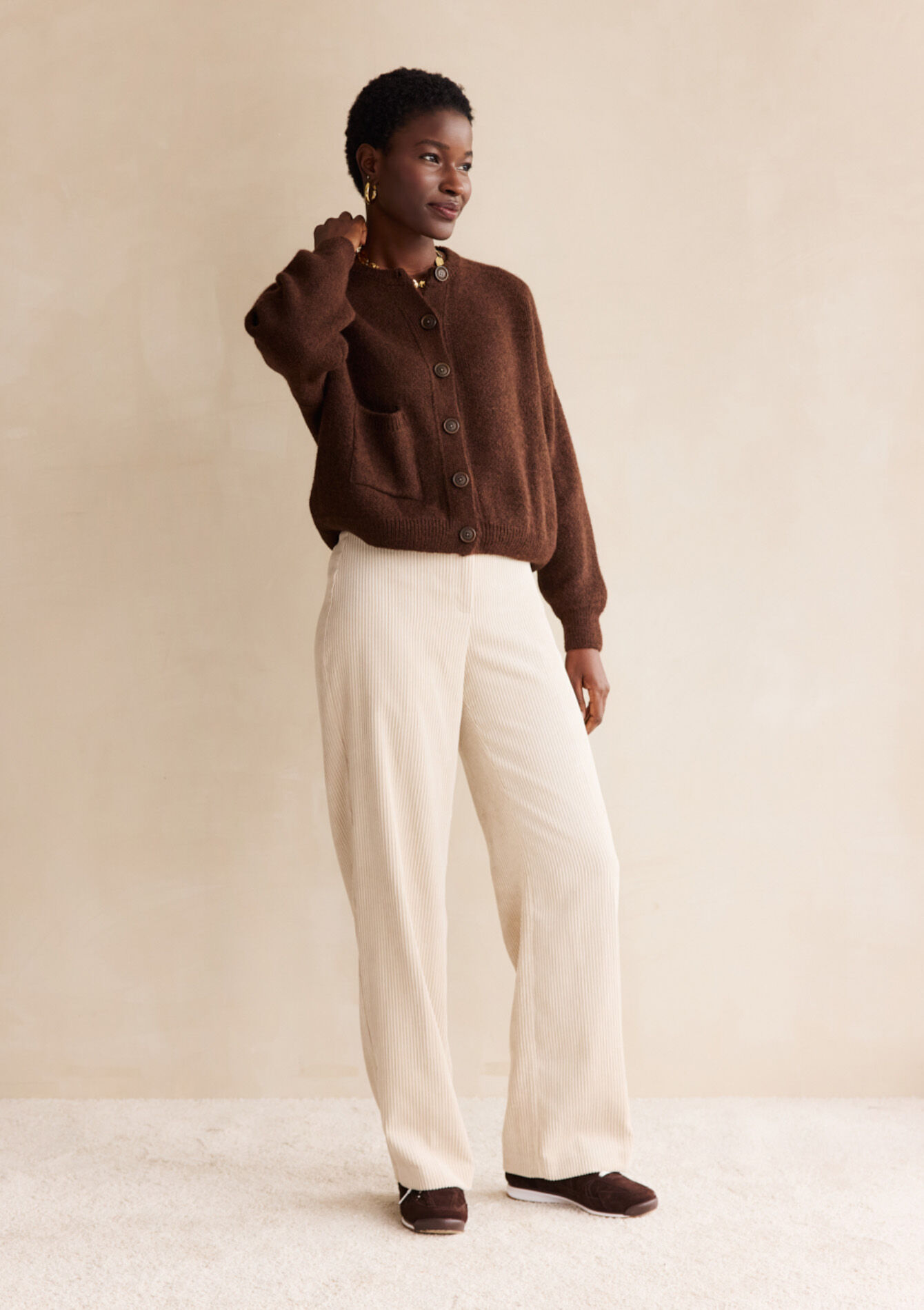 Flared broek in ribfluweel