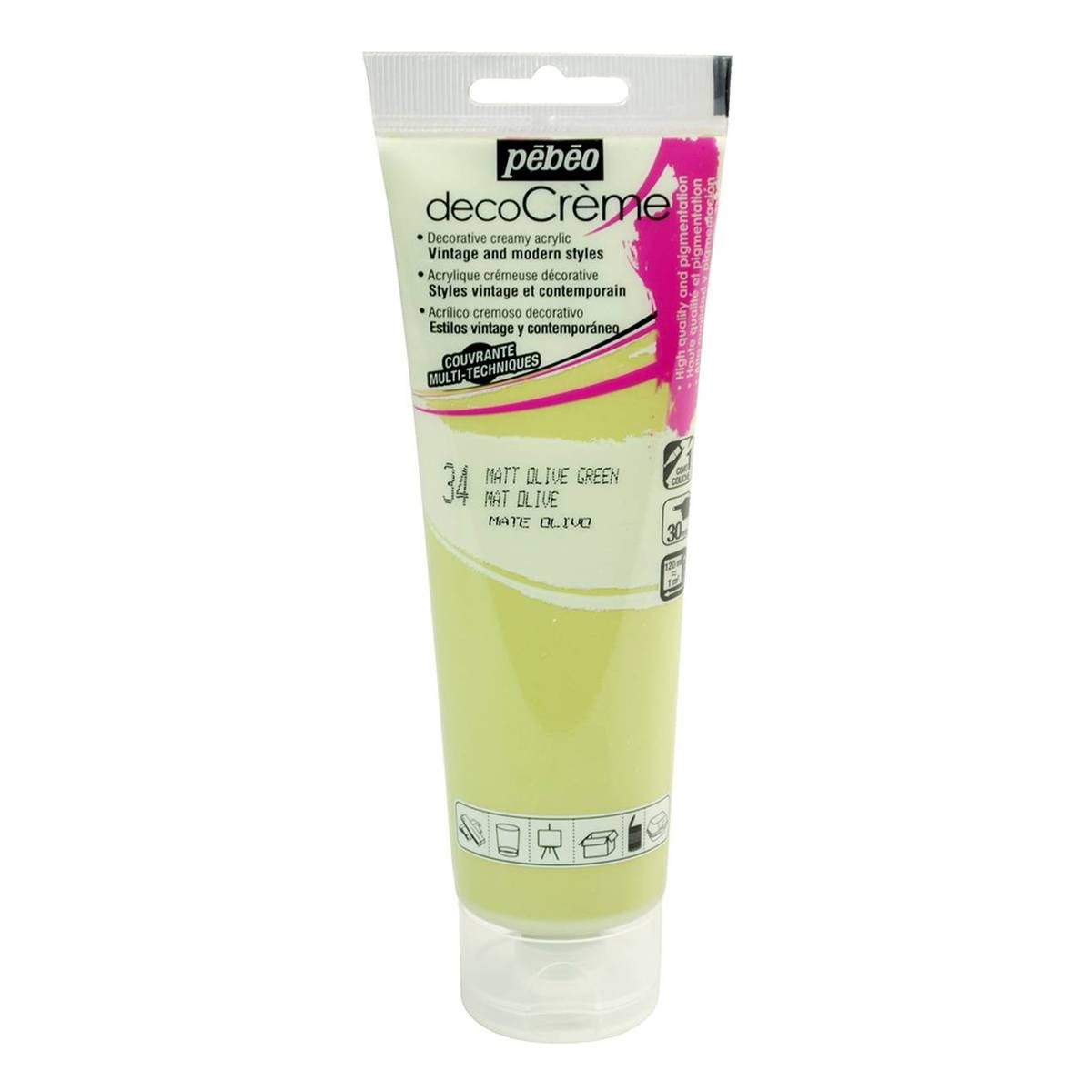 Pebeo Olive Green Deco Creme Paint 120ml