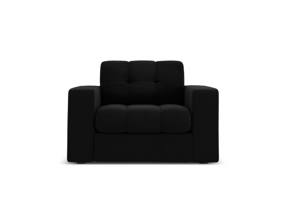 JUSTIN - Fauteuil en velours noir