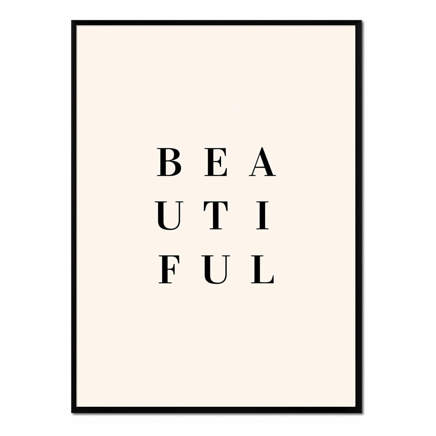TEXTO - Affiche avec cadre noir - Beautiful - 30x40