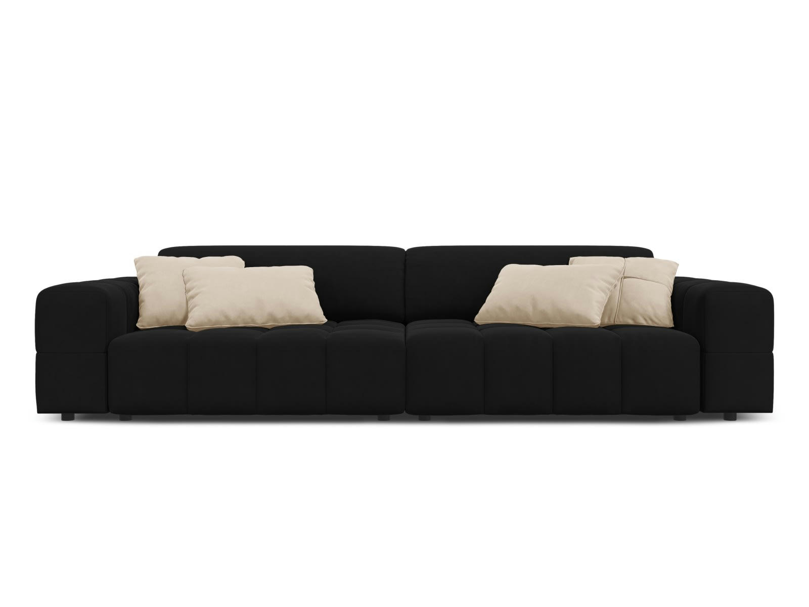 LUC - Canapé 4 places en tissu velours noir