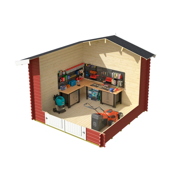 Gartenhaus »Australien Plus«, (BxHxT): 316,8 x 316,8 x 330 cm (Außenmaß) schwedenrot/weiß