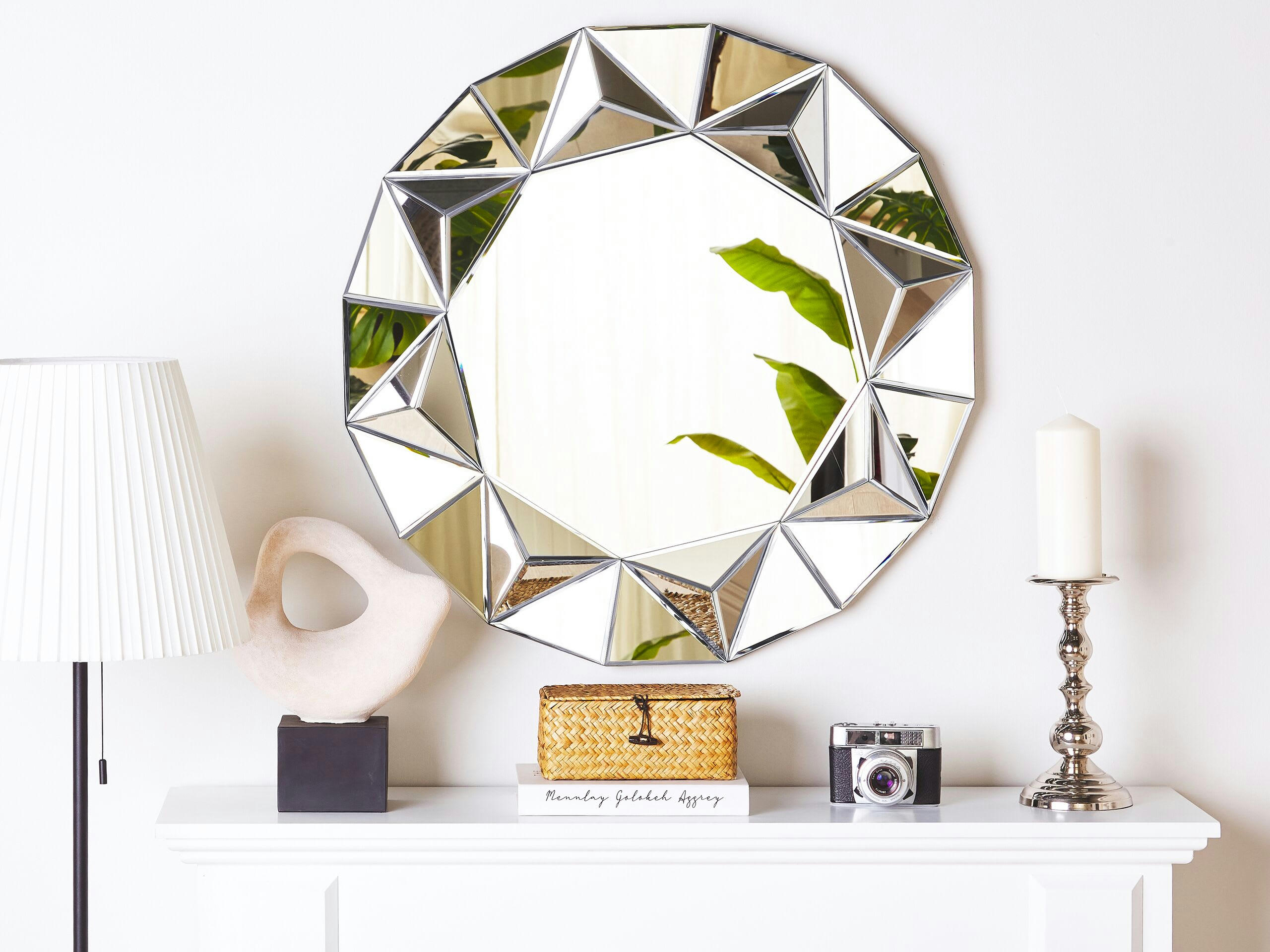 HABAY - Miroir en bois d'ingénierie argenté 70x70