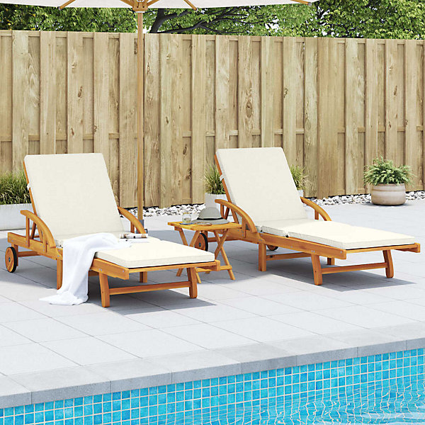 Chaises longues lot de 2 avec coussins 200x68x83 cm bois acacia vidaXL