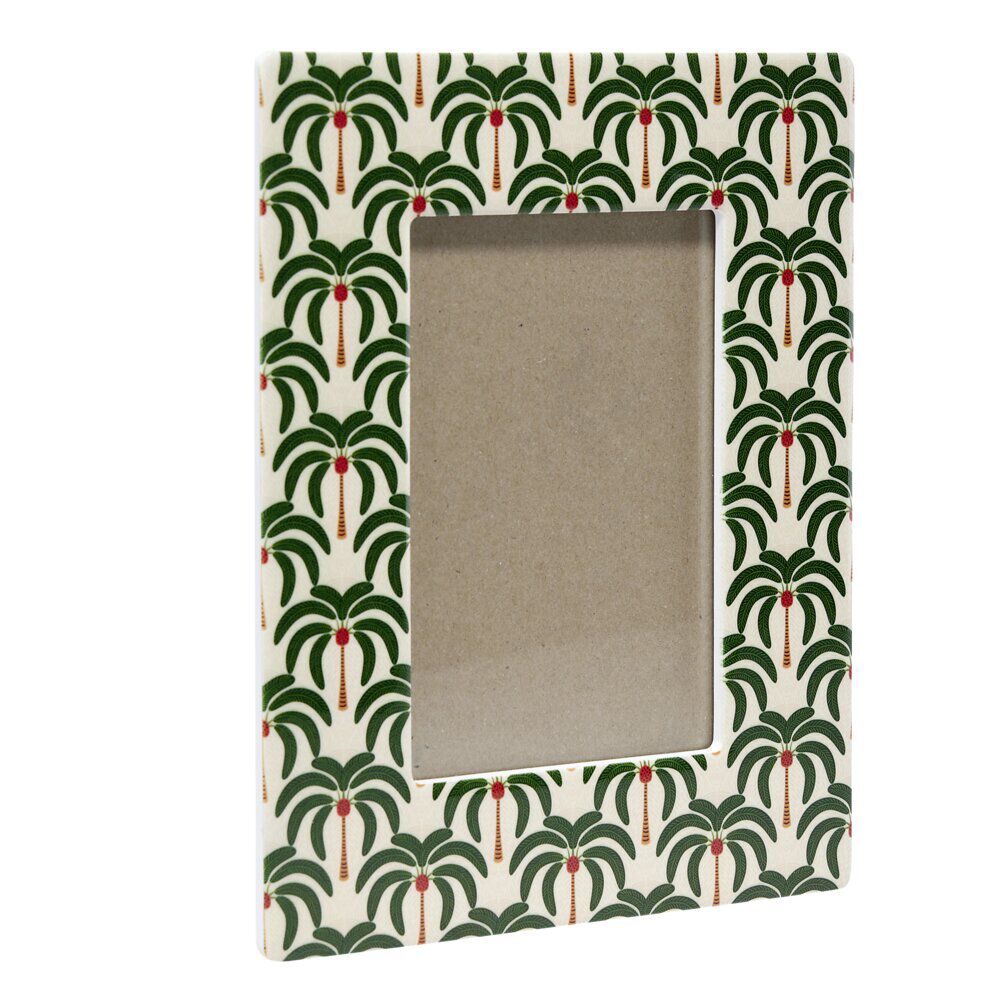 Cadre photo bord céramique motif palmiers 17x22cm pour photo 10x15cm