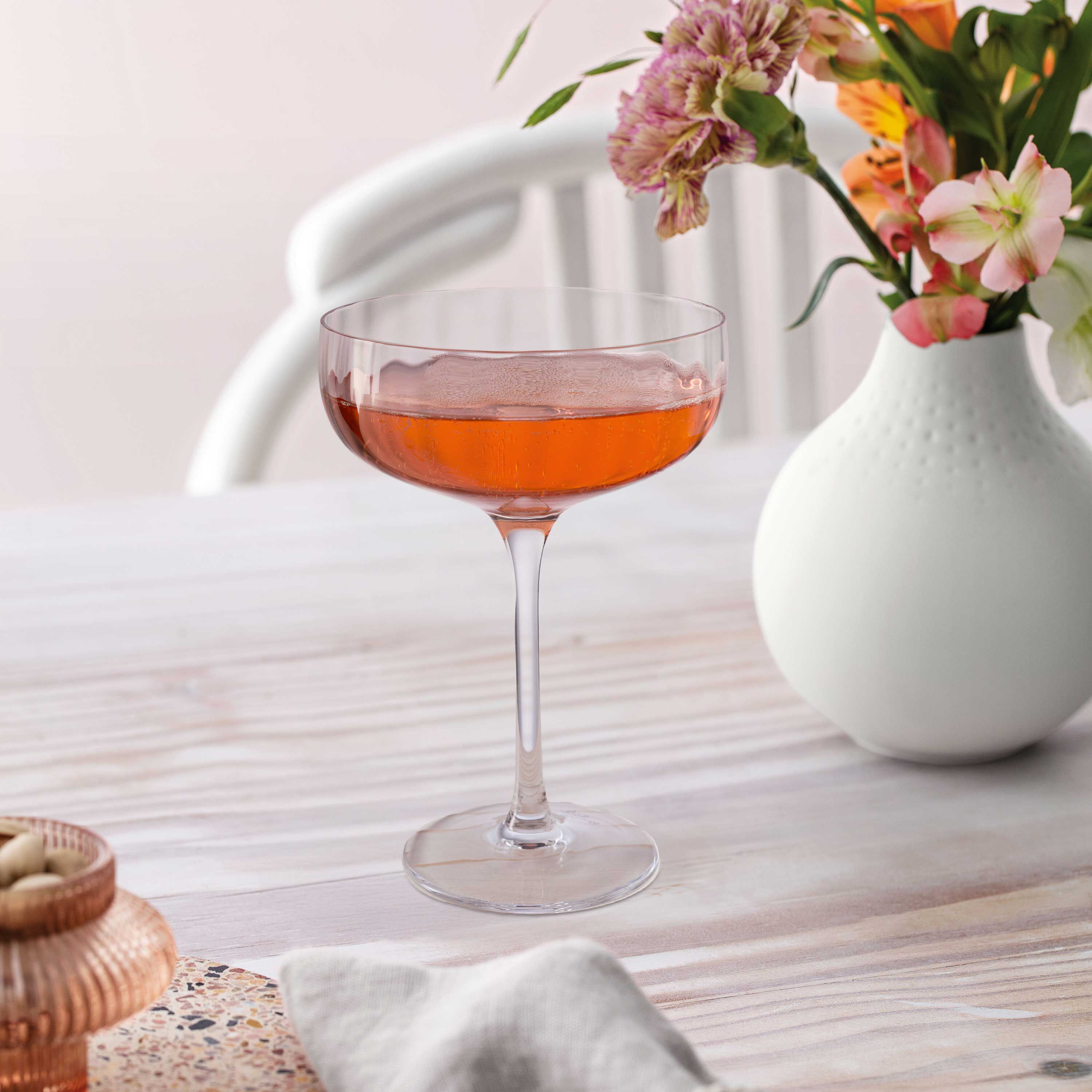 Rose Garden Champagne coupe glass - Clear, 4.1 oz, crystal glass