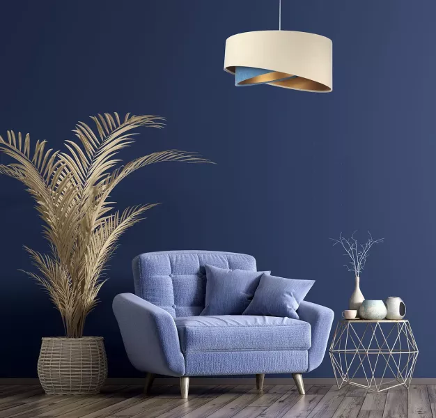 Lampa wisząca BEIGE beżowa/niebieska/złota