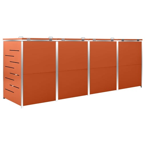NNEVL Quadruple Wheelie Bin Shed 276.5x77.5x115.5 cm Stainless Steel