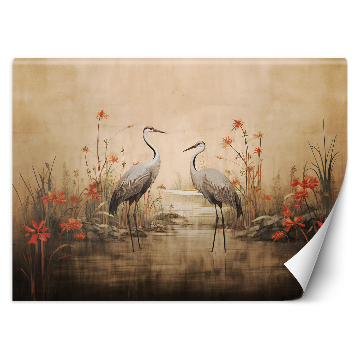 Feeby Fototapeta, Żurawie nad jeziorem 150x105