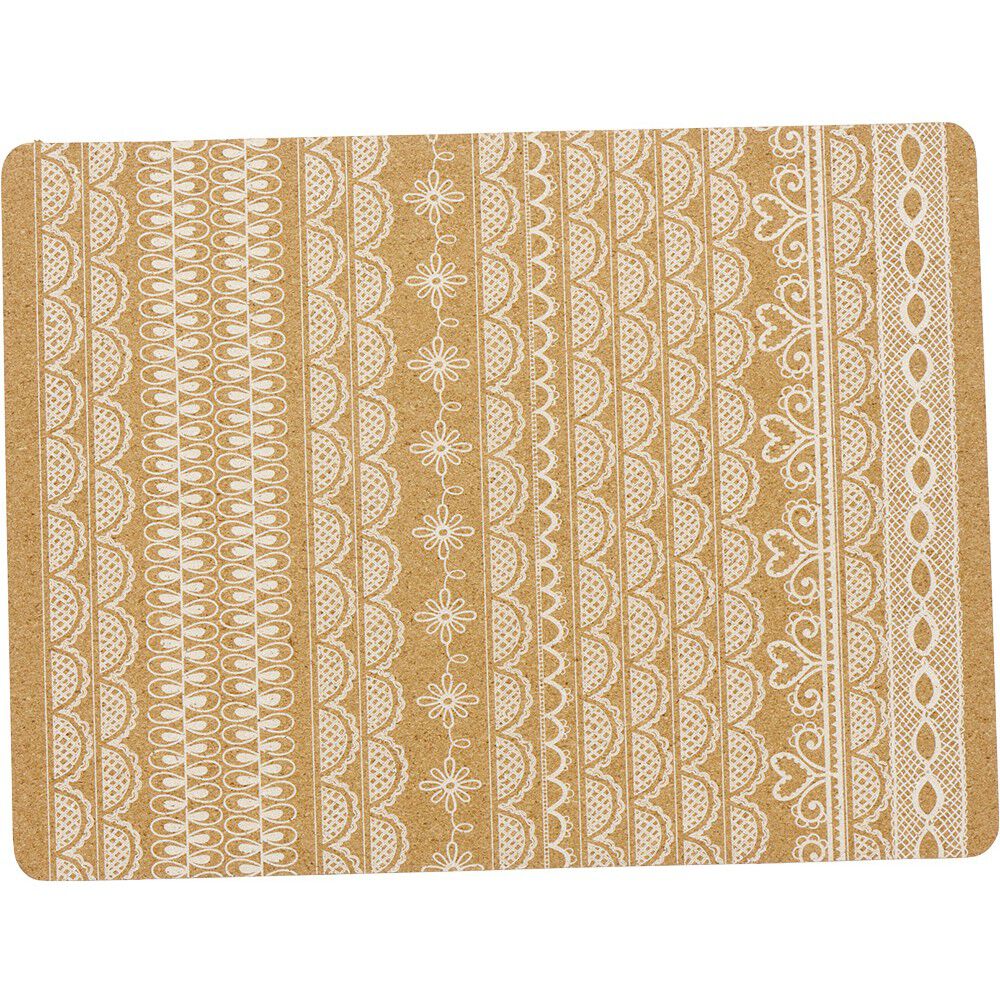 Set de table rectangulaire liège imprimé dentelle