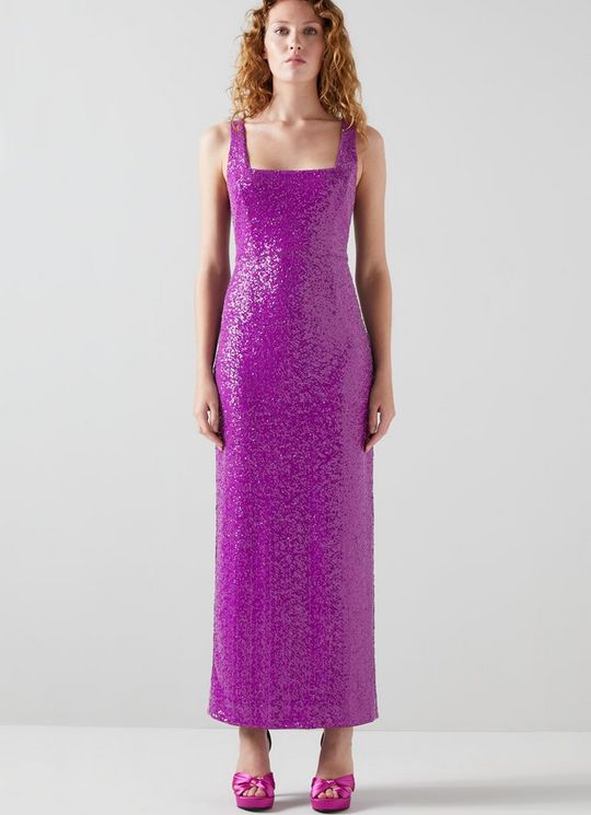 Winter Purple Sequin Maxi Dress
