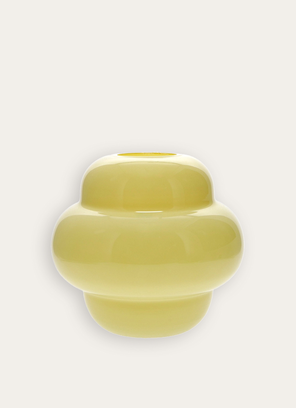 VASE EN VERRE COLORÉ SOUFFLÉ à LA BOUCHE JAUNE PASTEL