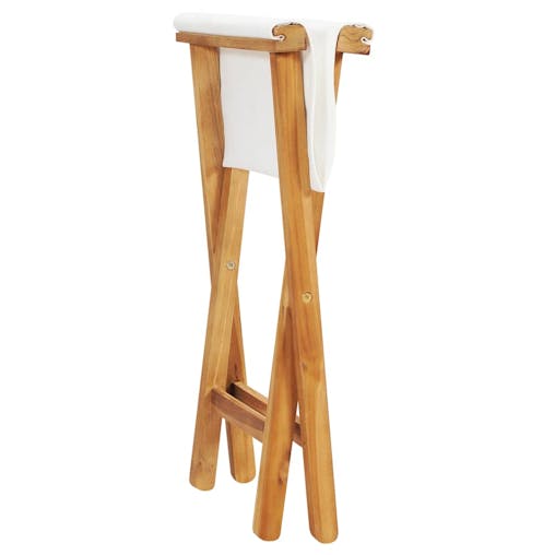 NNEVL Folding Chairs 2 pcs Solid Teak Wood and Fabric Cream White