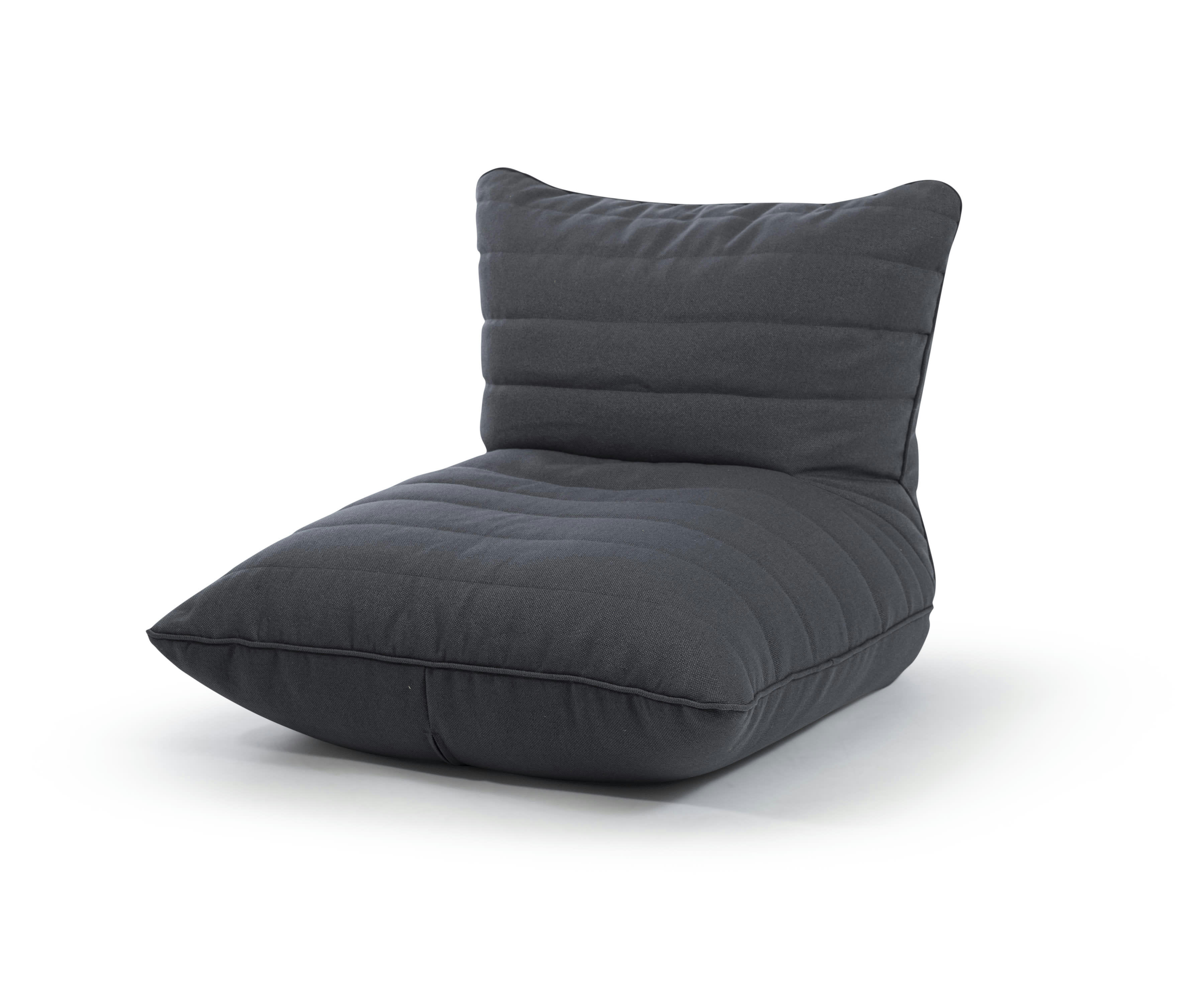 TANGO - Pouf confort rembourré aspect matelassé gris anthracite 90x80x75