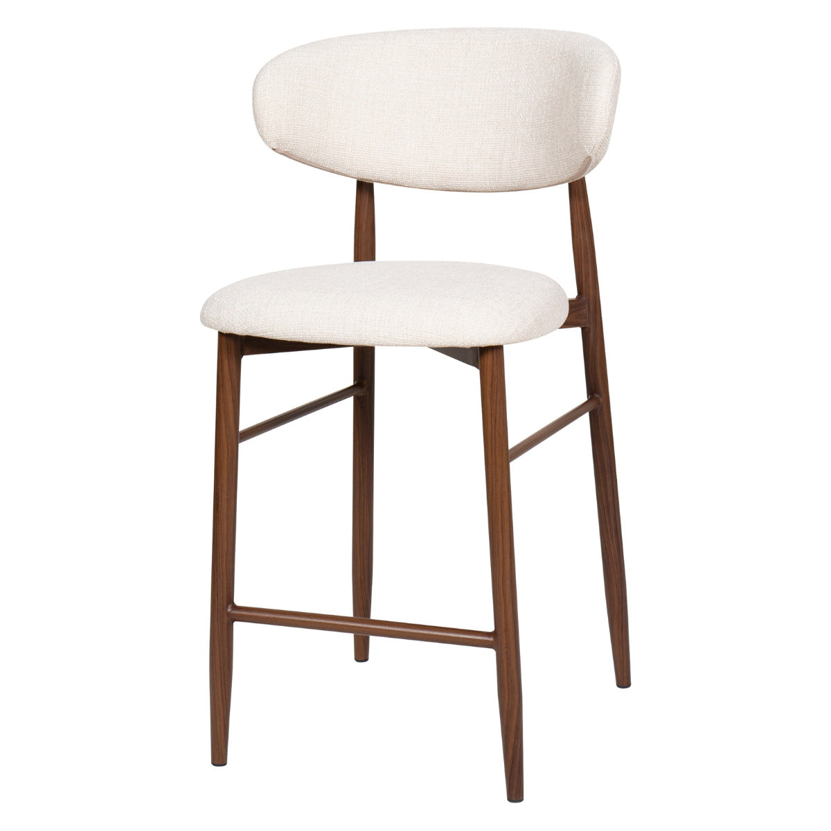 Giga Meubel Barstoel Alexia - Beige/Walnoot - Set van 2