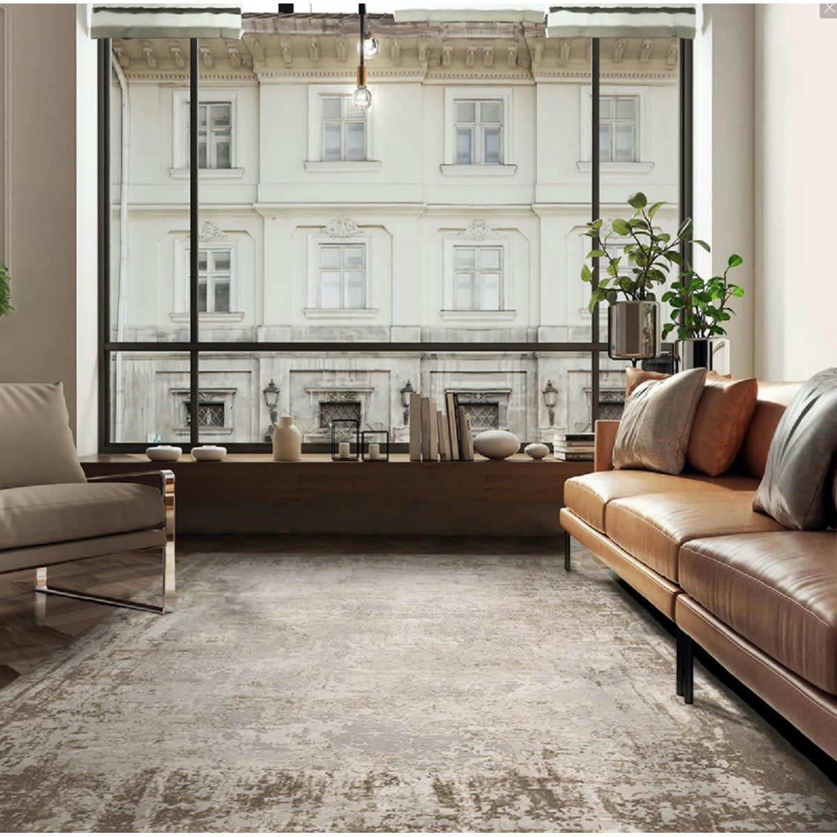 ZUKA - Tapis de salon en polypropylène beige 120x170 cm