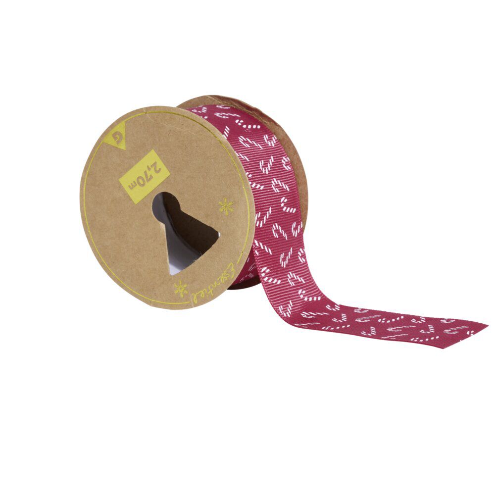 Rouleau ruban imprimé sucre d'orge rouge et blanc 2,7m