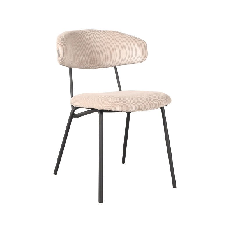 LABEL51 Eetkamerstoel Zack - Naturel Ribstof - Zithoogte 48cm - Set van 2