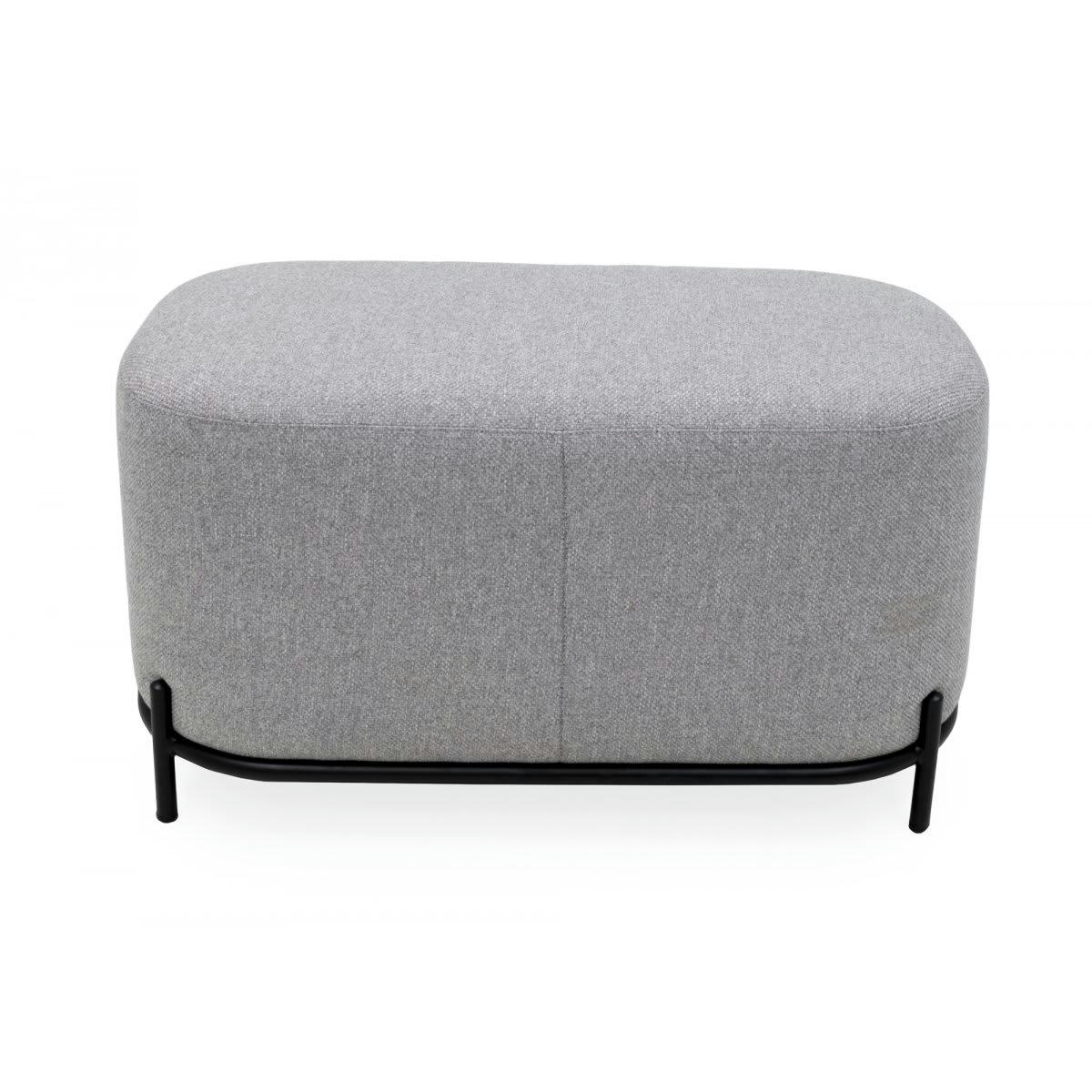 FOLIO - Grand pouf rond en tissu pieds métal gris