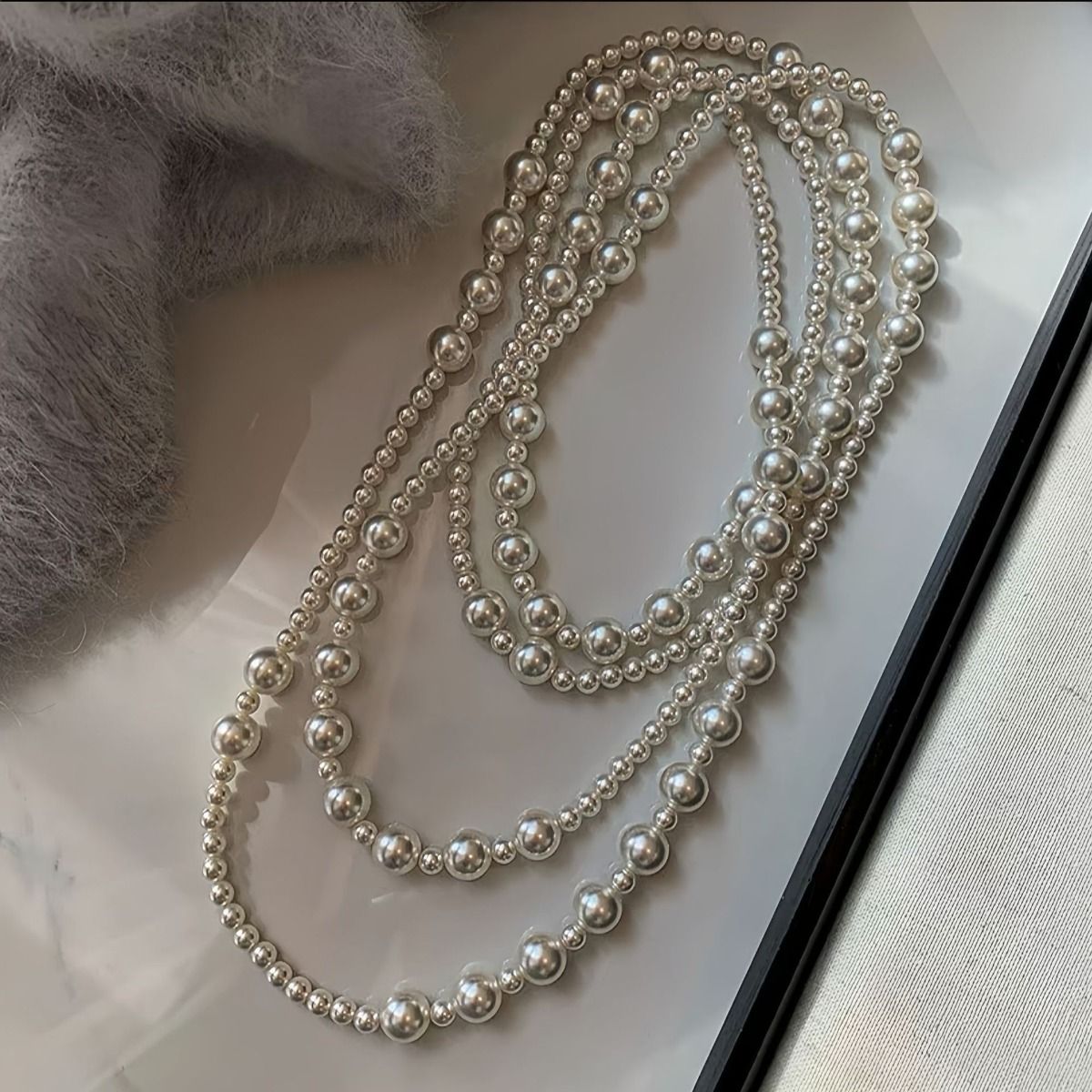PEACH ACCESSORIES Multi-Layer Graduated Pearlies Ivory Necklace