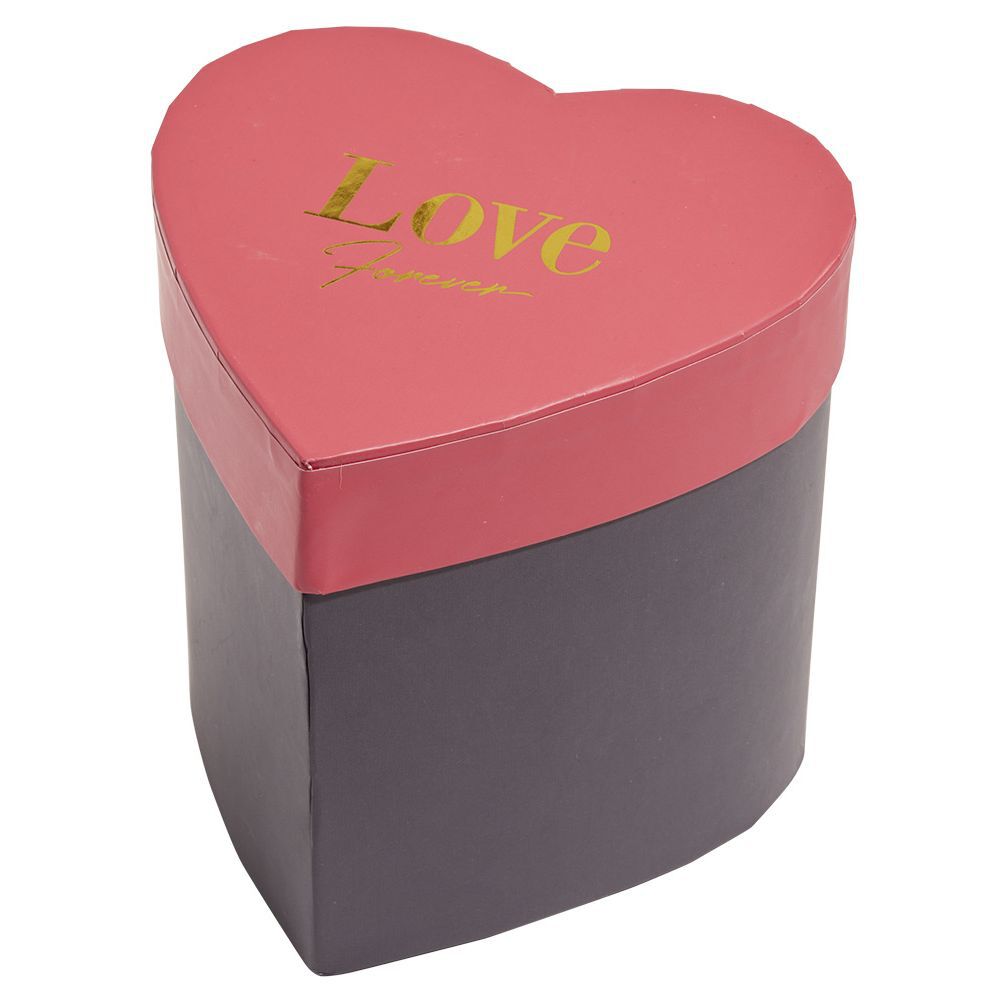 BoÎte forme coeur intérieur fleurs séchées 15x15xH14cm