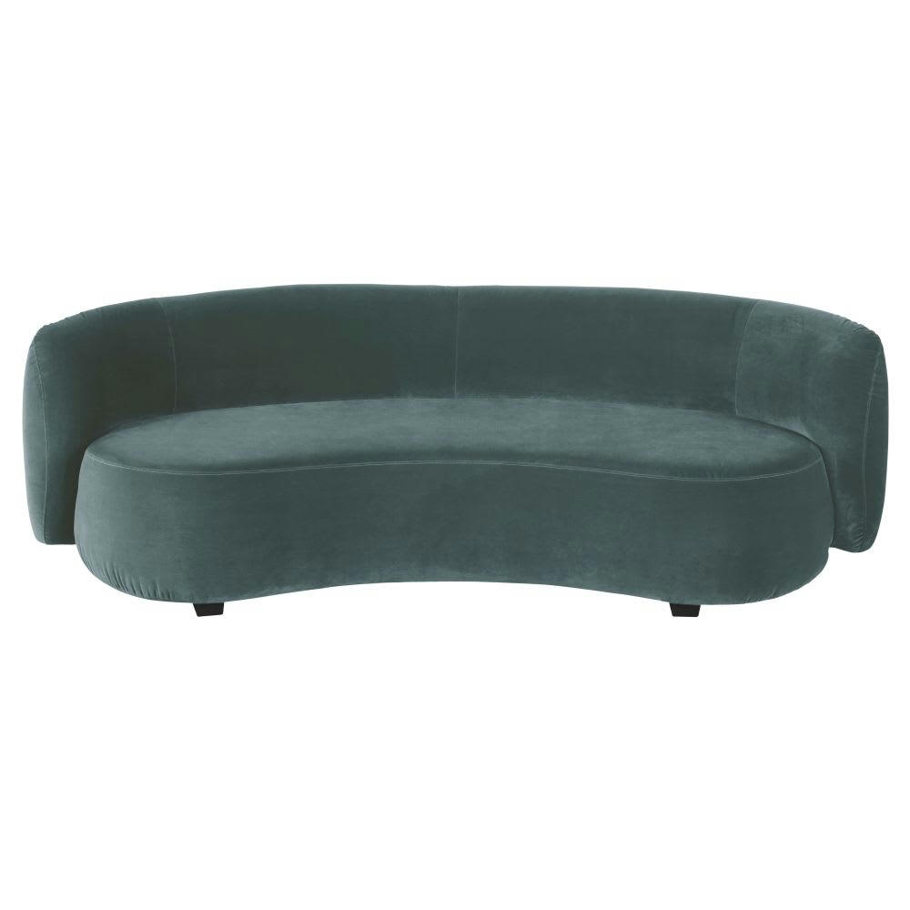 Curve - Canapé 3/4 places en velours vert cèdre