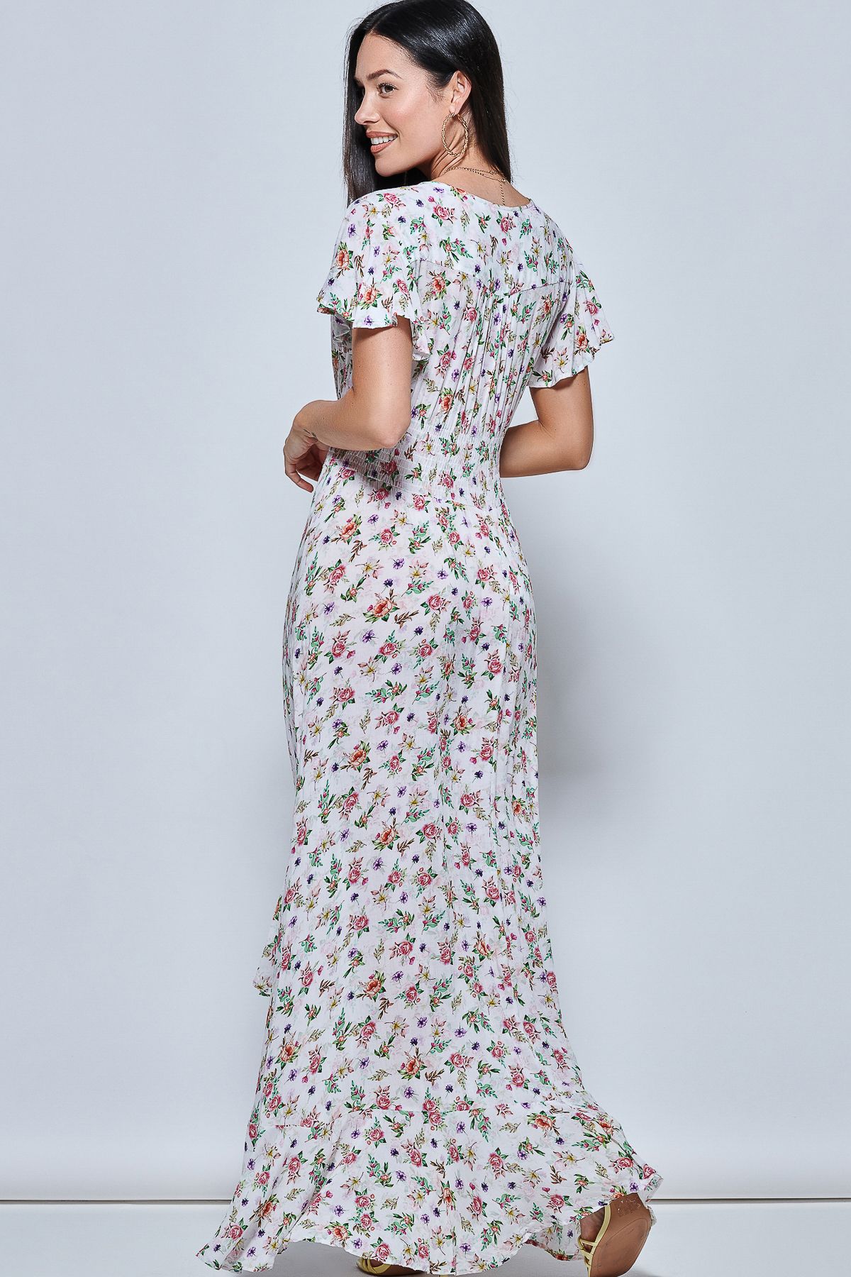 Jolie Moi Angel Sleeved High Low Holiday Maxi DresS