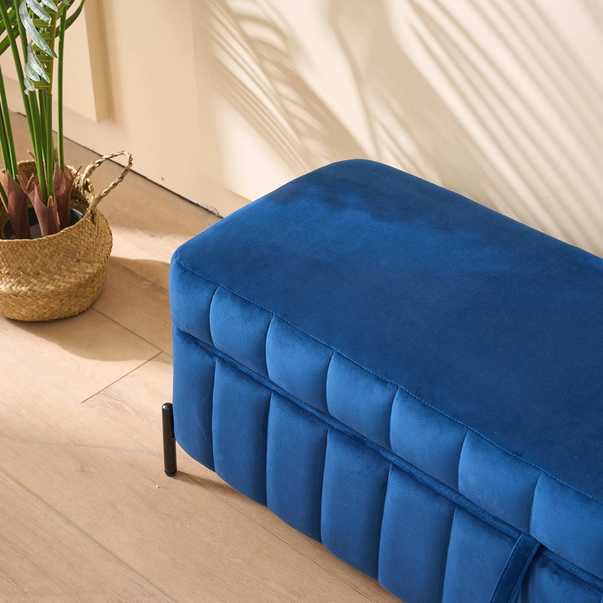 49.21Wide Velvet Storage Soft Bench